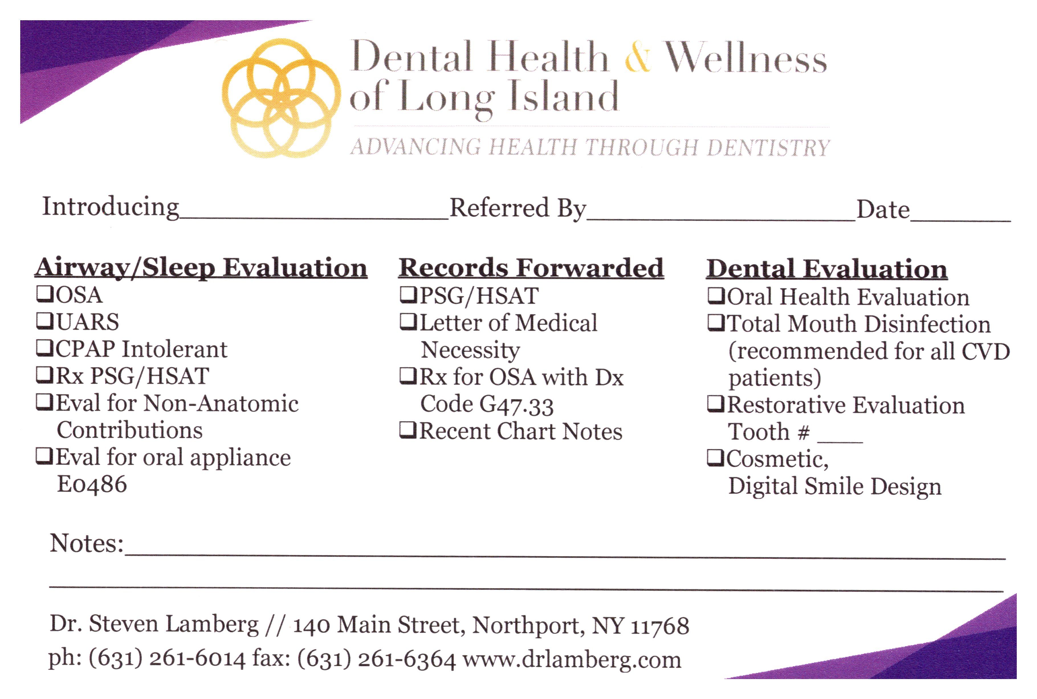 REFER A PATIENT TO DENTAL HEALTH